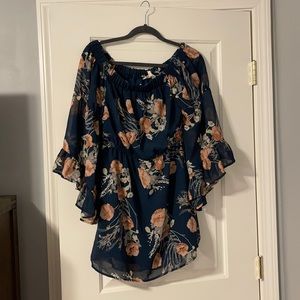 “Indulge” Navy blue and blush floral dress